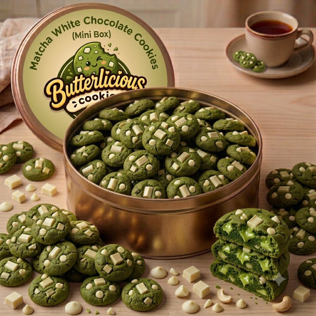 Matcha White Chocolate Cookies (Mini Tin Box)