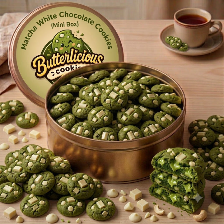 Matcha White Chocolate Cookies (Mini Tin Box)