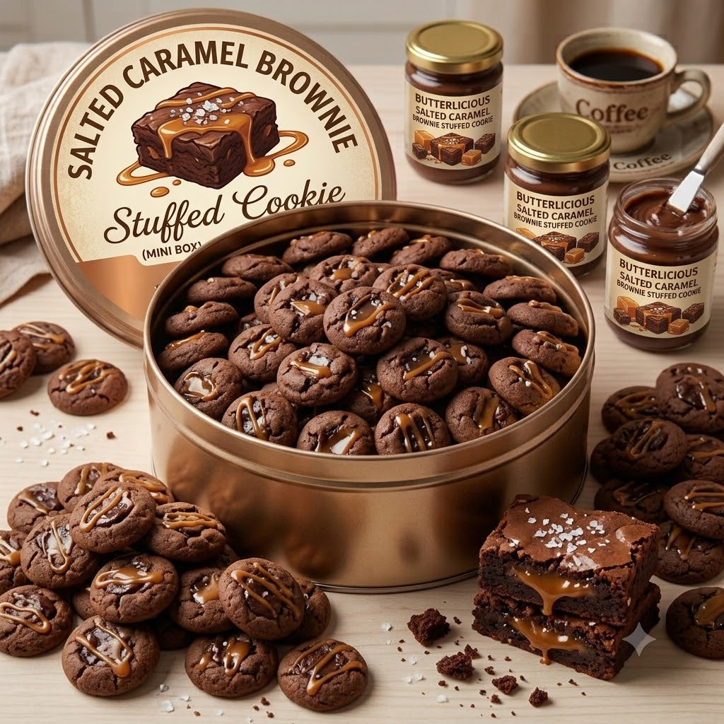 Salted Caramel Brownie Stuffed Cookie (Mini Tin Box)
