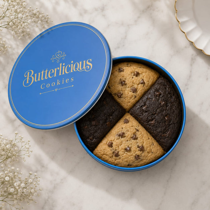 Half Double Chocolate & Vanilla Chocochip Cookie Tin